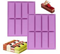 2PCS Rectangle Granola Silicone Moulds, Cereal & Energy Bar Maker for Chocolate Truffles, Bread, Brownie, Cheesecake & Cornbread (Purple)