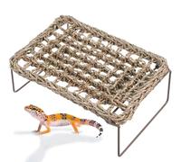 2pcs Rectangle Reptile Hammock Swing for Bearded Handwoven Grass Bed | Two Pack Set, Iron Support Details, Cool Breathable Use, Summer Days Hiding Place, PET Owners