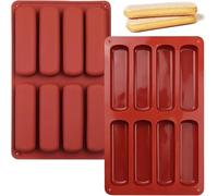 2PCS Rectangle Silicone Granola Bar Moulds Long Strips Mould, Finger Biscuit Mould- 8 Cavity Non-Stick Baking Mold for Chocolate, Energy Bars, Biscuits, Brownies, Soap & DIY Crafts