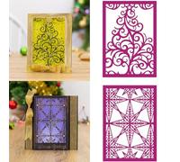 2PCS Rectangular Frame Dies for Card Making Swirling Tree Star of Wonder Metal Cutting Dies for Paper Crafting Handmade Crafts Scrapbooking Supplies Embossing Stencil Die Cuts Punch Template Molds