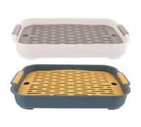 2pcs Rectangular Pet Training Toilet for Rabbit and Guinea Pig Plastic | Indoor Use, Fixed-point Habits, Flat Base with Raised Fence, Easy Daily Cleaning, Thick Bottom Net
