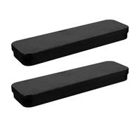 2pcs Rectangular Tinplate Black Hinged Lid for Students, Pencil Box | Moisture-resistant Single-layer Storage, Modern Minimalist Finish, for Pens and Mechanical Pencils, Office Home Study