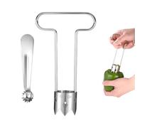 2pcs Red Bell Pepper Seed Corer Set, Stainless Steel T-Shape and Spoon-Shape Fruit Vegetable Stem Remover Practical Kitchen Gadget Tool for Pepper Pineapple Pear Apple Tomato Core Pit Remover