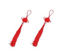 2Pcs Red Chinese Knot Lucky Jade Charm Fortune Tassels Hanging Pendant for Luck, Wealth, Health, Success - New Year's Gifts, Spring Festival Car Home Decor for Friends, Family, Lover