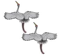 2pcs Red Crowned Crane Embroidery Patch for Garments, Sewing Applique