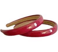 2Pcs Red Leather Headbands Retro Patent Leather Wide Sponge Head Band Non Slip Hairbands Accessories for Womens