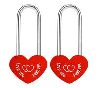 2PCS Red Love Lock Heart Padlock 3.5" 50mm Love-You-Forever (No Key)