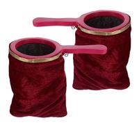 2pcs Red Magic Tricks Bag with Twisting Handle, Zipper, Plastic Velvet | Stage Props for Performances and Festivals, Beginner Friendly, Easy Carrying