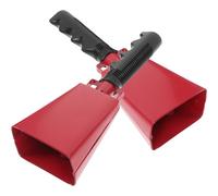 2pcs Red Metal Hand Cowbells for Sports Events and Cheering