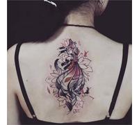 2pcs Red Nine-tailed Fox Temporary Tattoos For Men And Women On The Back, Waterproof And Long-lasting Stickers, Fake Tattoos
