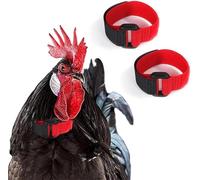 2Pcs Red Rooster Crow Collar, No Crow Noise Control Neck Strap for Roosters, Adjustable Nylon Collar to Prevent Excessive Cockadoodling, Farm Poultry Accessories