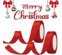 2PCS Red Satin Ribbon 25mm for Gift Wrapping, 22.5M Satin Ribbon for Crafting,Fabric Thick Ribbon Red Polyester Ribbon for Balloon,Christmas,Hair Bows,Wedding Party Decoration, etc.