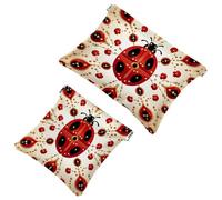 2Pcs Red Seven Star Ladybug-1145 Pocket Cosmetic Bag for Purses, Waterproof Makeup Bag Cosmetic Pouch, Portable No Zipper Makeup Bag, Multicolor 01, A：7.1x5.8in/18x14.8cm，B:4.7x4.5in/12x11.5cm