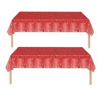 2pcs Red Shiny Glitter Diamond Table Cloth Party Plastic Tablecloths,137*274cm Large Sequin Printed TableCloth Dinner Tablecover for Kids Adults Birthday,Wedding Christmas Red Party Decorations