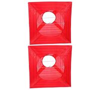 2pcs Red Square Paper Lantern Lampshade 10x10 Inch Collapsible Decor | Bamboo Frame, Paper Construction, Easy Setup, Space-saving Storage, Versatile Lighting for Wedding Receptions and Classrooms