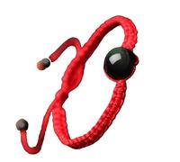 2Pcs Red String Bracelet Set - Feng Shui Black Obsidian & Natural Agate Chakra Stone Bead Bracelets for Men & Women - Good Luck Amulet Jewelry(Red,12mm)