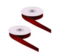 2PCS Red Velvet Ribbon, 25mm x 18m Soft Vintage Burgundy Velvet Ribbon for Gift Wrapping, Bouquets Bundling, Wedding Decoration