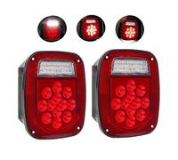 2PCS Red & White 39 LED Stop Turn Tail Lights, Dual Colors Universal Backup Reverse Brake Clearance Marker Lights, 12V Trailer Lights Replacement for Jeep CJ YJ JK Truck Trailer Boat SUV RV, Hardwired