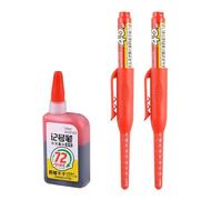 2Pcs Refillable Long Head Marker Pen with 15ml Refill Inks 45mm Long Tip for Marking on Wood Ceramic Metal Pen Quick Drying
