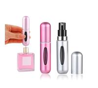 2PCS Refillable Perfume Atomiser Bottle 5ML - Portable Mini Aluminum Spray Bottle for Women & Men, Leakproof Design, Easy Refill & Reuse for Travel, Gym, Holiday & Everyday Fragrance Storage (2PCS-A)