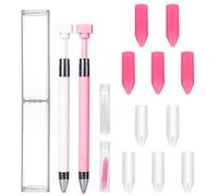 2pcs Refillable Wax Pens with 10pcs Wax, Diamond Art Painting Tools Diamond Art Replacement Tool for Painting DIY Quickly Pick up Beads (Pink, White)