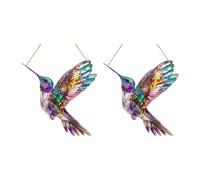 2Pcs Reflective Bird Shape Hanging Art Piece with Crystal Effect Perfect for Wedding Parties Seasonal Celebration Decors Red Acrylic Window Garden Ornament Decoration Solar Prism Catcher Stained Glass
