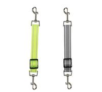 2PCS Reflective Dog Safety Collar Clips,Safety Adjustable Pet Dog Collar Harness Connector,Double Ended Clasp,Collar Backup Clip (Grey & Green)