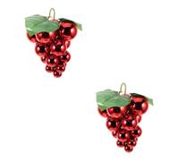 2pcs Reflective Faux Grapes Christmas Tree Ornament Red Plastic