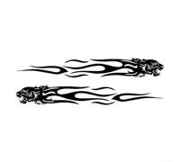 2pcs Reflective Flame Decals For Car Motorcycle Truck Graphics Stickers Creative Body Art Vinyl Wrap Accessories Black White Red Blue 35x5cm(Black)