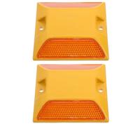 2pcs Reflective Plastic Road Markers Yellow Pavement Safety Guides | Day Night Visibility, Warns Drivers to Slow, Suitable for Curbs, Concrete Surfaces, Low Light Conditions and Vehicle