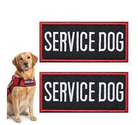 2Pcs Reflective Service Dog Patch with Hook Backing, Tags with Hook and Loop Patches Red Border for Dog in Training, Service Dogs, Emotional Support(Red)