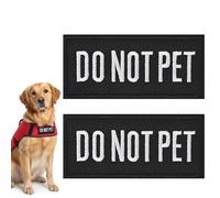 2Pcs Reflective Service Dog Patch with Hook Backing, Tags with Hook and Loop Patches Red Border for Dog in Training, Service Dogs, Emotional Support(Black)