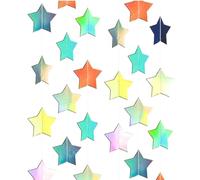 2PCS Reflective Star Paper Garland 10CM*4M,Sparkling Star Bunting Banner,Star Hanging Decoration,Star Party Garland,Star Garland Streamer For Birthday Wedding Banner Backdrop