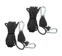 2Pcs Reflective Tent Guy Ropes,4m Tent Camping Cord with Pulley,4mm Cord Ratchet Rope Adjustable Heavy Duty Rope Hanger for Plant Grow Room Awning Outdoor Camping Gazebo Hiking Picnics (Black, 4)