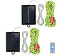 2PCS Reflective Tent Guy Ropes with Light, 4 mm φ Tent Camping Cord 5M Heavy-Duty Guide Buckle Rope Solar Power Supply, Waterproof LED Beads, 8 Light Modes for Outdoor Camping, Hiking, Tents - Green