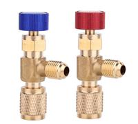 2pcs Refrigerant Charging Valve Set, 1/4 Inch R410A Air Conditioning Flow Control Adapter & 5/16 Inch Safety Adapter Flow Control Ball Valve Compatible with HVAC