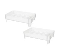 2pcs Refrigerator Egg Holder Tray for Kitchen Storage | White Plastic, Easy Cleaning Design, Twin Pack for Organised Fridge Storage and Countertop Use