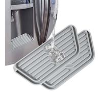 2Pcs Refrigerator Water Drip Tray, Silicone Drip Catcher Tray Reusable Fridge Water Drip Tray, Fridge Water Dispenser Drip Tray Fridge Accessories Compatible with Ge, Whirlpool, Samsung Others (04)