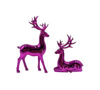 2Pcs Reindeer Christmas Decorations, A Pair of Reindeer Figurines- Shiny Electroplated Metal Surface, Non-Fading, Christmas Deer Ornaments for Living Room,Bedroom,Bookshelf,Desktop (Purple)