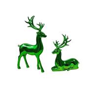 2Pcs Reindeer Christmas Decorations, A Pair of Reindeer Figurines- Shiny Electroplated Metal Surface, Non-Fading, Christmas Deer Ornaments for Living Room,Bedroom,Bookshelf,Desktop (Green)