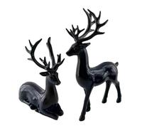 2Pcs Reindeer Christmas Decorations, A Pair of Reindeer Figurines- Shiny Electroplated Metal Surface, Non-Fading, Christmas Deer Ornaments for Living Room, Bedroom,Bookshelf, Desktop (Black)