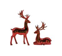 2Pcs Reindeer Christmas Decorations, A Pair of Reindeer Figurines- Shiny Electroplated Metal Surface, Non-Fading, Christmas Deer Ornaments for Living Room,Bedroom,Bookshelf,Desktop (Red)