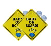 2Pcs Removable Reflective Infant Vehicle Sticker Waterproof Design Car Warning Sign for Night Family Travel Child Car Sticker with Suction