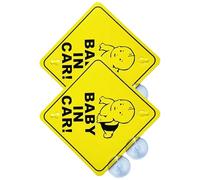 2Pcs Removable Reflective Infant Vehicle Sticker Waterproof Design Car Warning Sign for Night Family Travel Child Car Sticker with Suction