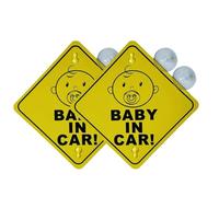 2Pcs Removable Reflective Infant Vehicle Sticker Waterproof Design Car Warning Sign for Night Family Travel Child Car Sticker with Suction