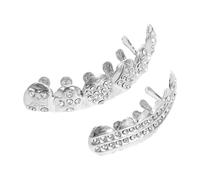 2pcs Removable Teeth Grills Poker Design Copper Hip Hop Jewelry | Rhinestone Look, Six Tooth Size, for Parties and Social Settings, Unisex Rapper Style Decoration