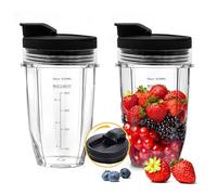 2Pcs Replacement 18oz Blender Cup with Sip & Seal Lid Compatible with Nutri Ninja BL450 BL456 BL480 BL482 BL640 BL642 BL682 BN401 BN751 BN801 Foodi SS101 SS151 SS351 SS401 Ninja Auto IQ Series Blender