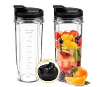 2Pcs Replacement 32oz Blender Cup with Sip & Seal Lid Compatible with Nutri Ninja BL450 BL454 Bl455 BL456 BL480 BL481 BL482 BL490 BL640 BL642 BL682 SS101 SS401 SS351 Nutri Ninja Auto IQ Series Blender