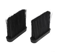 2pcs Replacement Fireplace Brush Heads Set For Stove Fire And Bbq Grill Cleaning Black Plastic Tools For Home Heating Maintenance Kit(L)