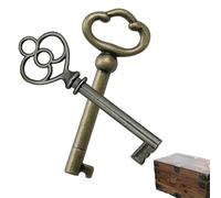 2Pcs Replacement Hollow Barrel Skeleton Keys Thinp Skeleton Key Replacement Set Antique Style Brass Keys Skeleton Key for Cabinets Furniture Antique Locks Bronze